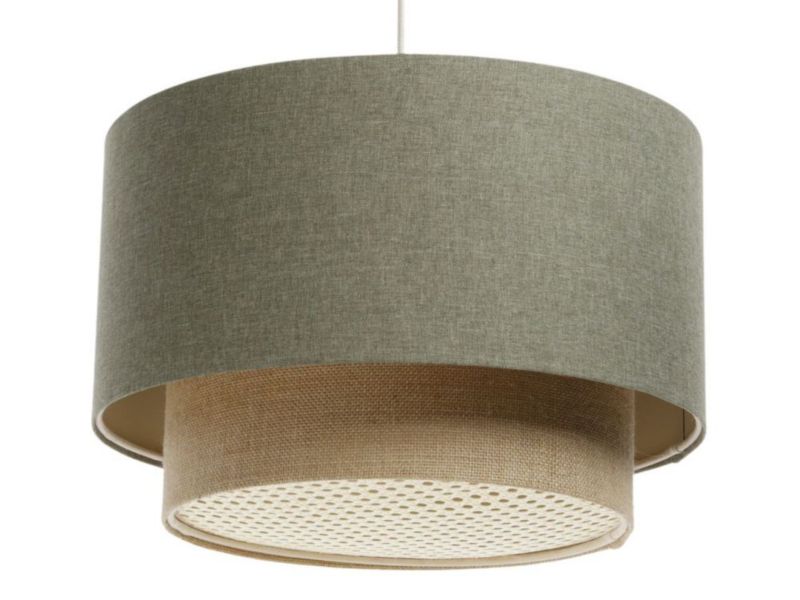 Lampa Bps Koncept wisząca ERUTAN DOUBLE RATTAN 40 zielona/beżowa 1 szt
