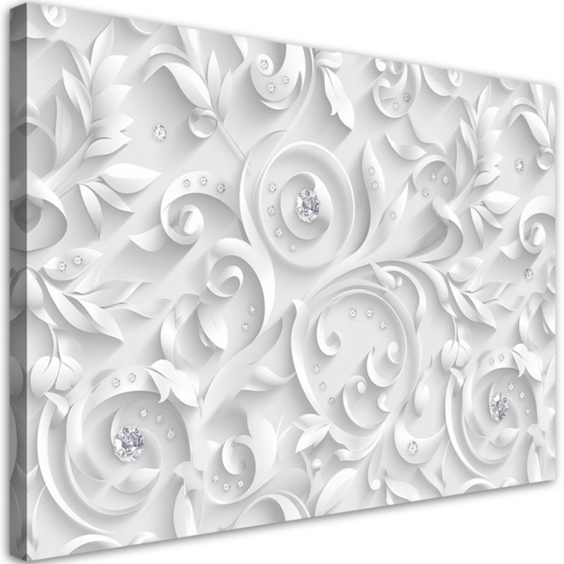 Obraz do salonu Feeby Wzór Kwiaty Diamenty Glamour Biały 120x80 cm 1szt