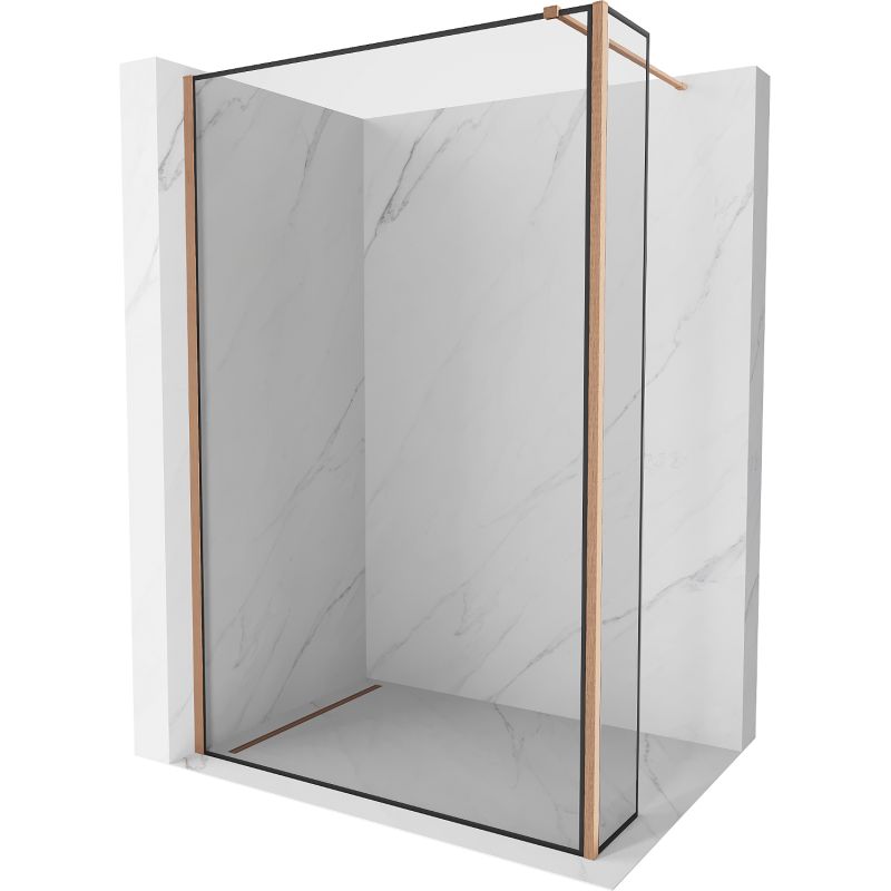 Ścianka prysznicowa walk-in Mexen Kioto czarny wzór/miedź szczotkowana 140x30 cm 800-140-212-65-70-030 1 szt.