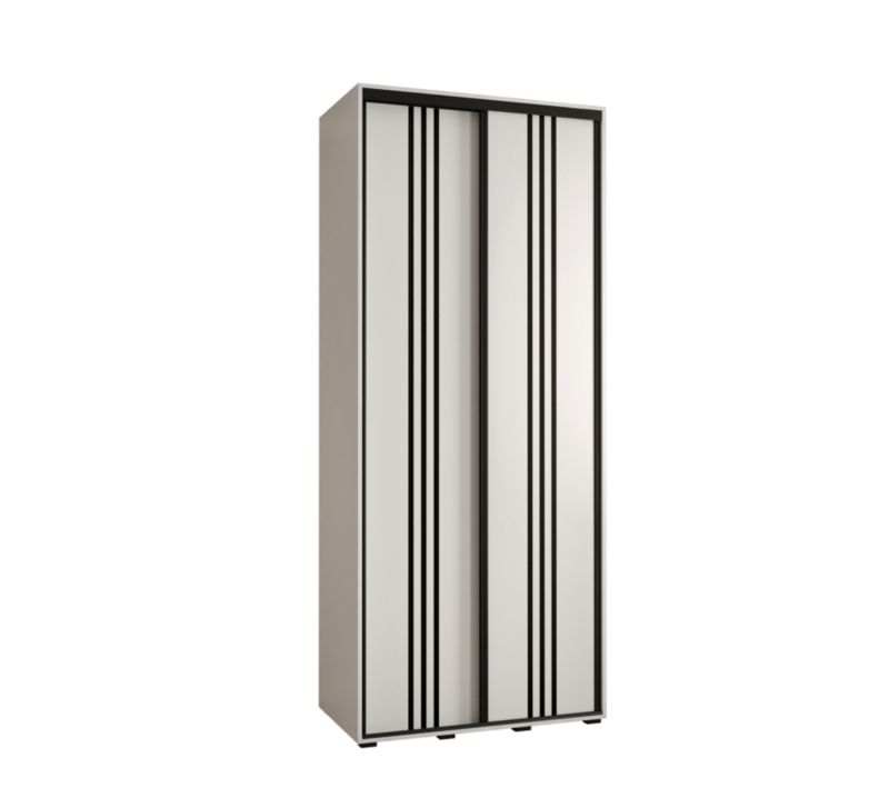 Szafa przesuwna Abiks DAVOS 6 wysoka szer.100cm gł.45cm biały/biały/czarny 1szt.
