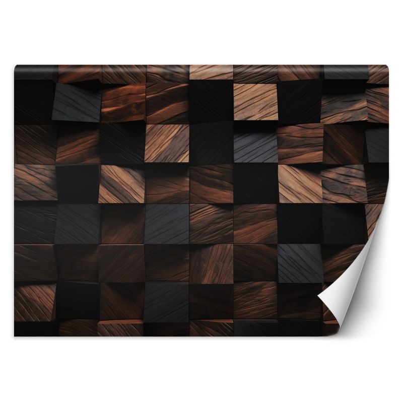 Fototapeta Feeby Mozaika drewniana kostka 3D 350x245 1 szt