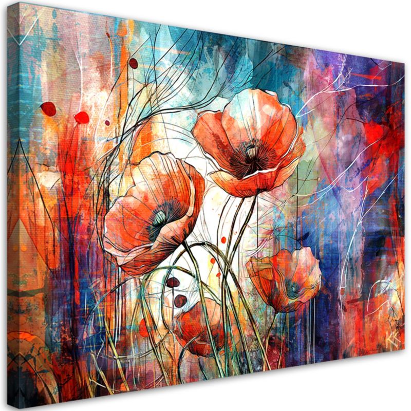 Obraz do salonu pokoju nowoczesny Feeby Abstrakcyjne Maki Czerwone 60x40cm 1szt