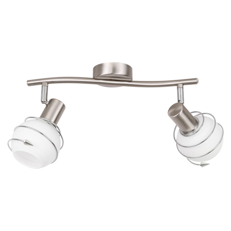Lampa Sufitowa SPOT Light 2xE14 Max.40W Elegancka Satyna w Połączeniu z Białym Szkłem, Polski Producent, 1 szt.