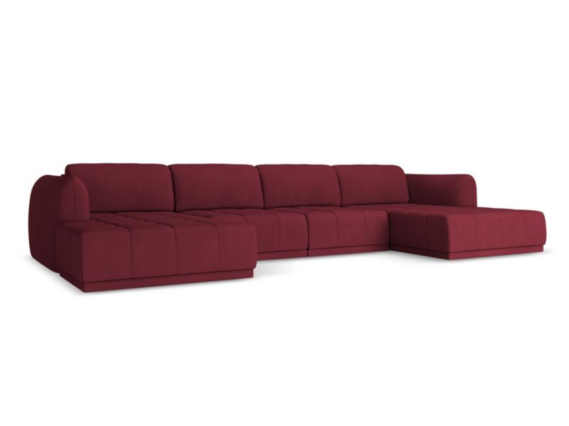 Sofa panoramiczna Makamii Hoku z tkaniny szenilowej 370x170 cm bordo 1 szt.