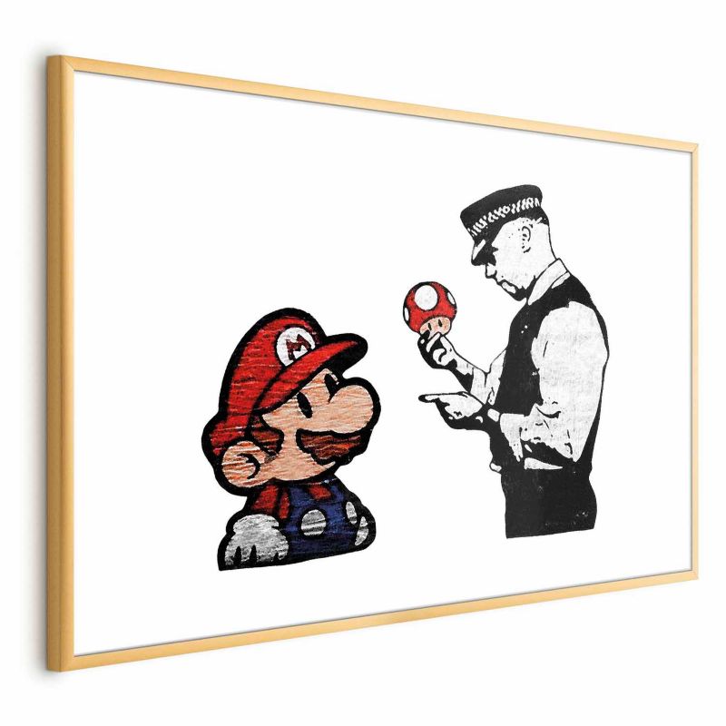 Plakat Artgeist Banksy: Grzybiarz 60x40 cm z ramą złotą 1 szt