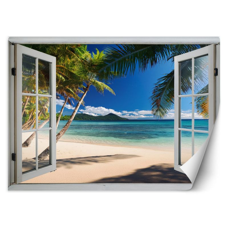 Fototapeta Feeby Widok z okna Palmy Plaża Tropikalna 100x70 1 szt