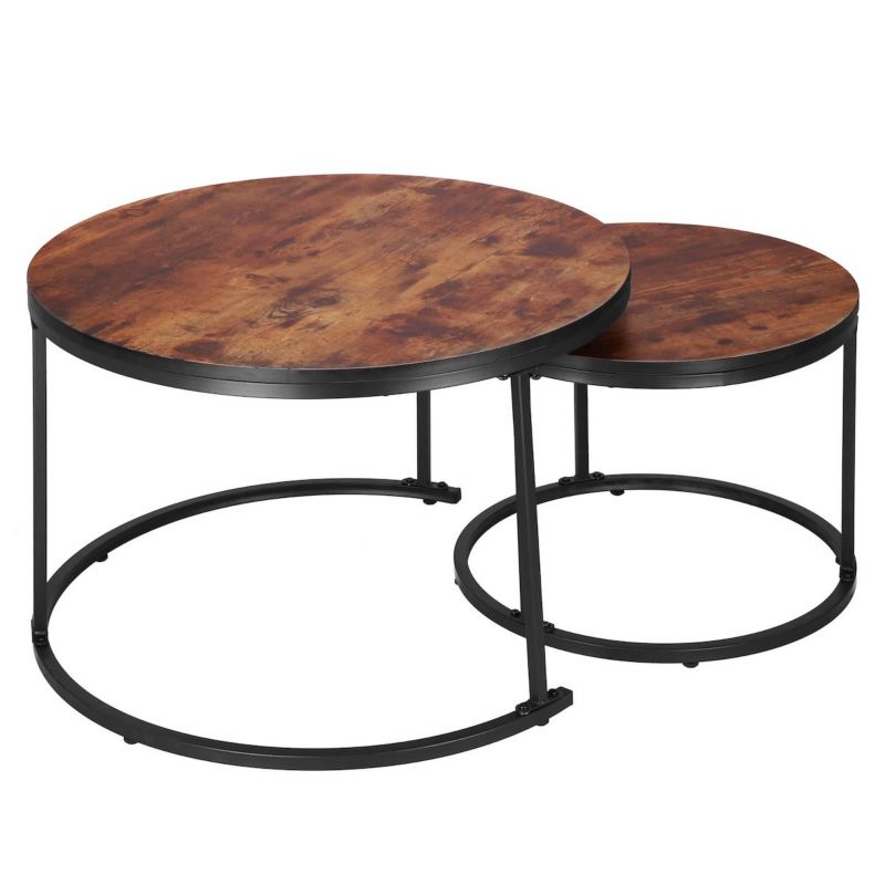 Stoliki kawowe Springos 2 szt. loft nowoczesne stalowe okrągłe Springos śr. 70 cm / 39,5 cm 1 kpl.