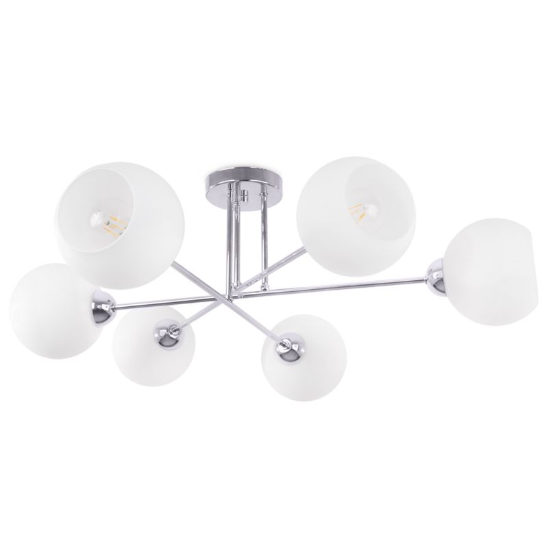 Lampa sufitowa wisząca Light Home LH Asturia 6x E27 60W chrom klosz biały 1szt.