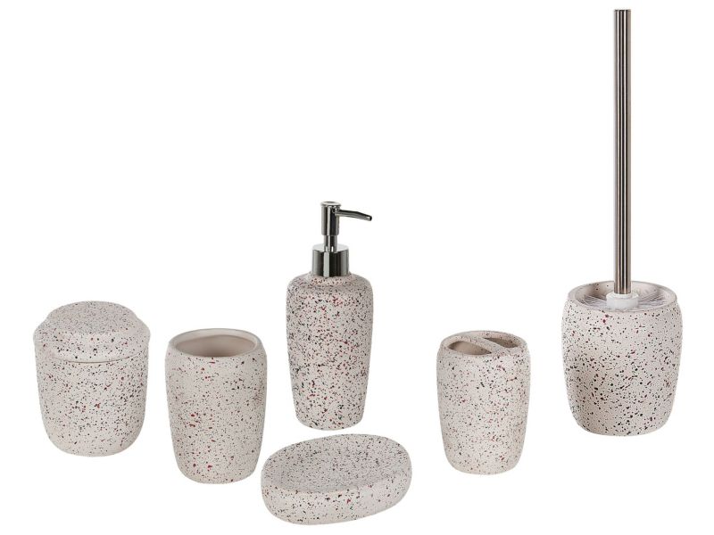 6-częściowy zestaw akcesoriów łazienkowych ceramiczny biały Palmilla 1 kpl