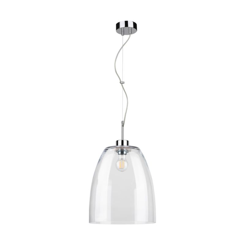 Lampa Wisząca SPOT Light 1xE27 60W Klasyczny Chrom w Połączeniu z Transparentnym Szkłem, Polski Producent, 1szt.
