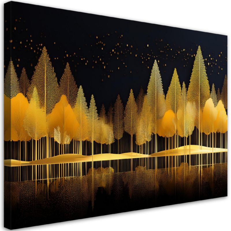 Obraz do salonu sypialni Feeby Złoty Las Krajobraz Natura 90x60 cm 1 szt
