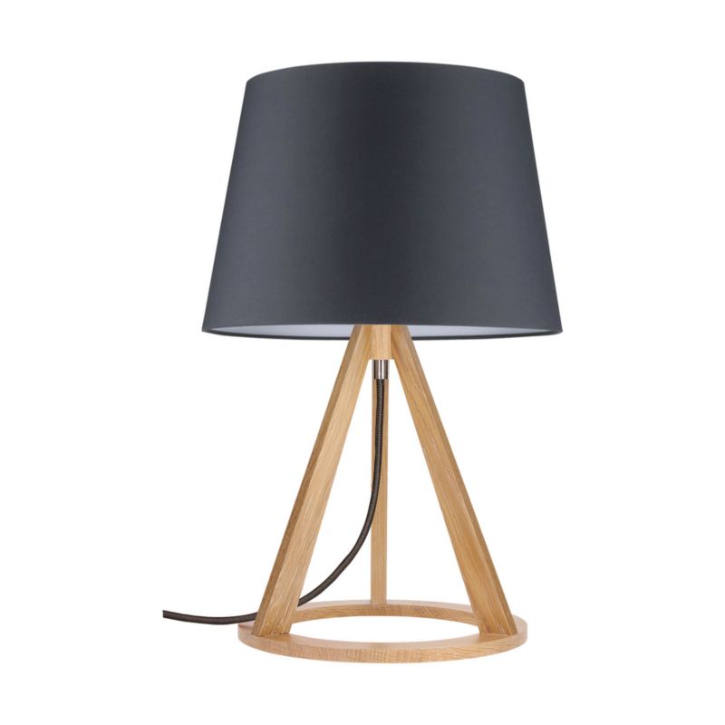 Drewniana Lampa Stołowa SPOT Light 1xE27 Max.25W Dąb Olejowany FSC z Antracytową Tkaniną, Polski Producent, 1 szt.