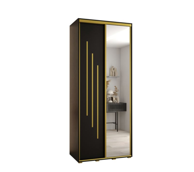 Szafa przesuwna Abiks DAVOS 9 wysoka szer.100cm gł.45cm czarny/czarny/złoty 1szt.
