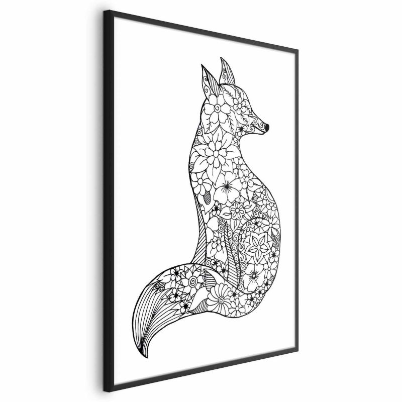 Plakat Artgeist Lis w kwiaty 40x60 cm z ramą czarną 1 szt