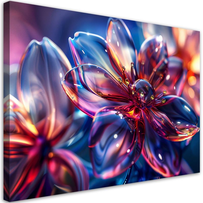 Obraz do salonu sypialni Feeby Modne Błyszczące Szklane Kwiaty 100x70 cm 1szt