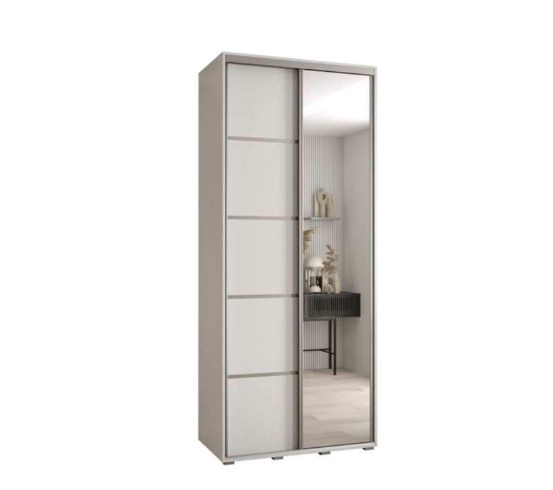 Szafa przesuwna Abiks DAVOS 5 wysoka szer.100cm gł.60cm biały/biały/srebrny 1szt.