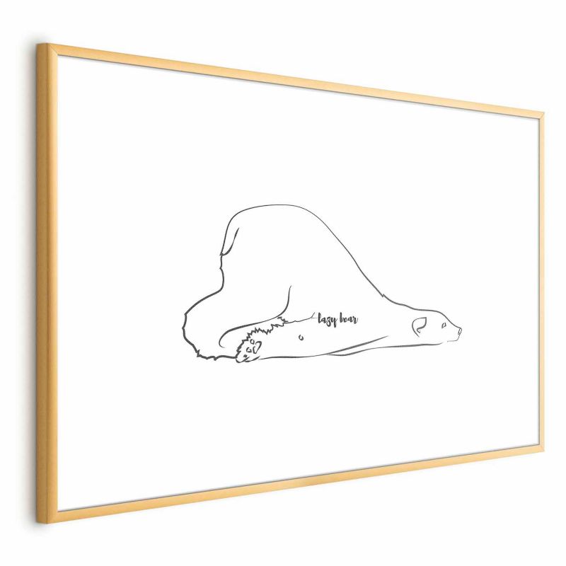 Plakat Artgeist Leniwy niedźwiedź 90x60 cm z ramą złotą 1 szt