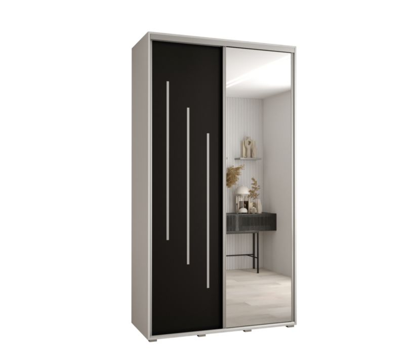 Szafa przesuwna Abiks DAVOS 9 wysoka szer.130cm gł.45cm biały/czarny/srebrny 1szt.