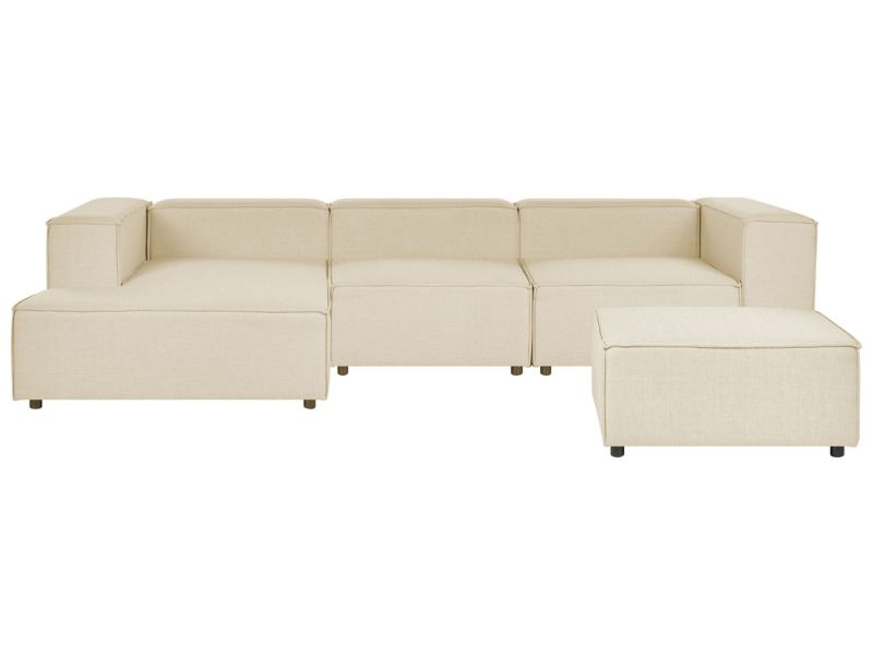 Sofa narożna z otomaną Aprica Beżowy Prawostronny 1 kpl