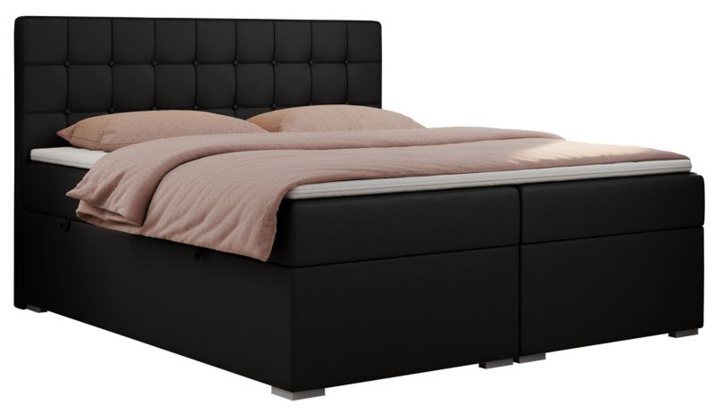 Łóżko kontynentalne MKS Meble CARMEN 160x200 H4 czarny ekoskóra 1szt.