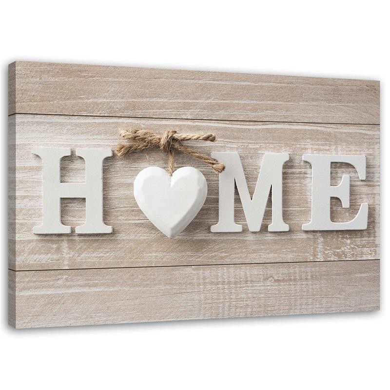 Obraz do sypialni salonu Feeby Napis Home Shabby chic Beżowy 90x60cm 1szt