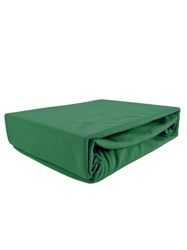 Prześcieradło z gumką jersey bawełna premium zieleń butelkowa 180x200 1 szt.