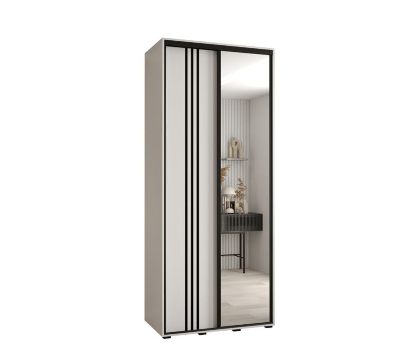 Szafa przesuwna Abiks DAVOS 7 wysoka szer.100cm gł.60cm biały/biały/czarny 1szt.