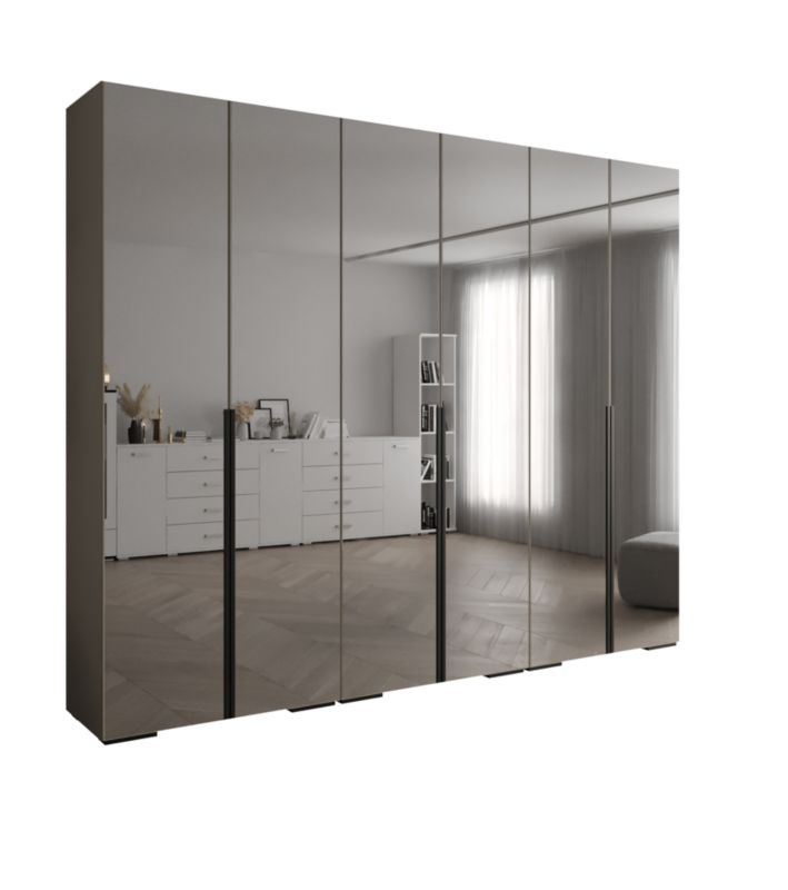 Szafa uchylna Abiks INOVA lustro wz.1 szer.300cm (kaszmir/czarny)