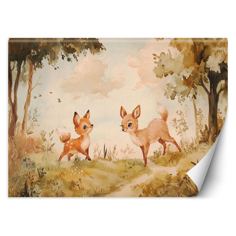 Fototapeta Feeby Sarenki Zwierzęta w lesie Beżowy 150x105 1 szt