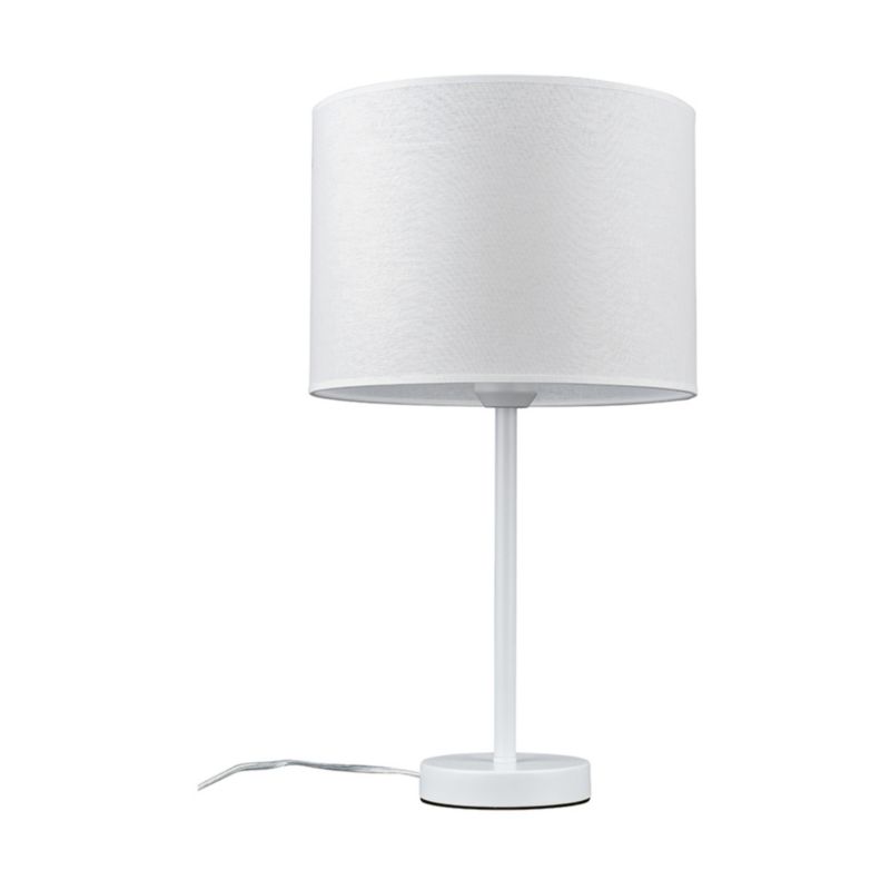 Lampa Stołowa SPOT Light 1xE27 Max.40W Harmonijne Połączenie Bieli z Białą Tkaniną, Polski Producent, 1 szt.