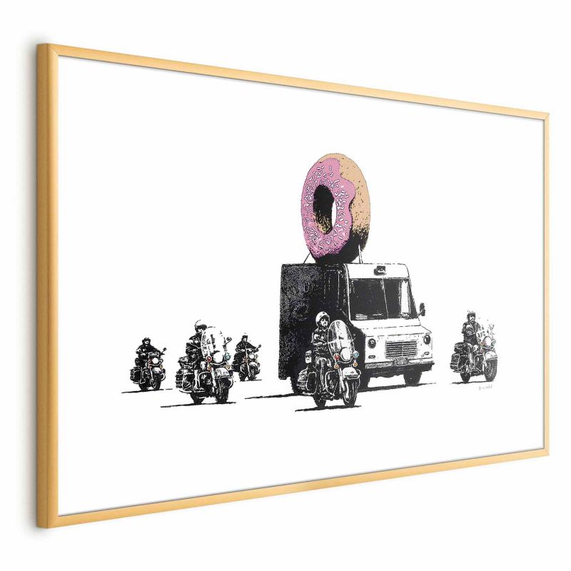 Plakat Artgeist Pączkowa policja 90x60 cm z ramą złotą 1 szt