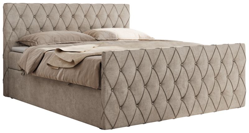 Łóżko kontynentalne MKS Meble MIREN DUO 180x200 H3 Beżowy struktura 1szt.