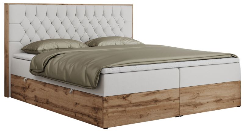 Łóżko kontynentalne MKS Meble AMORE 160x200 H3 biały ekoskóra 1szt.