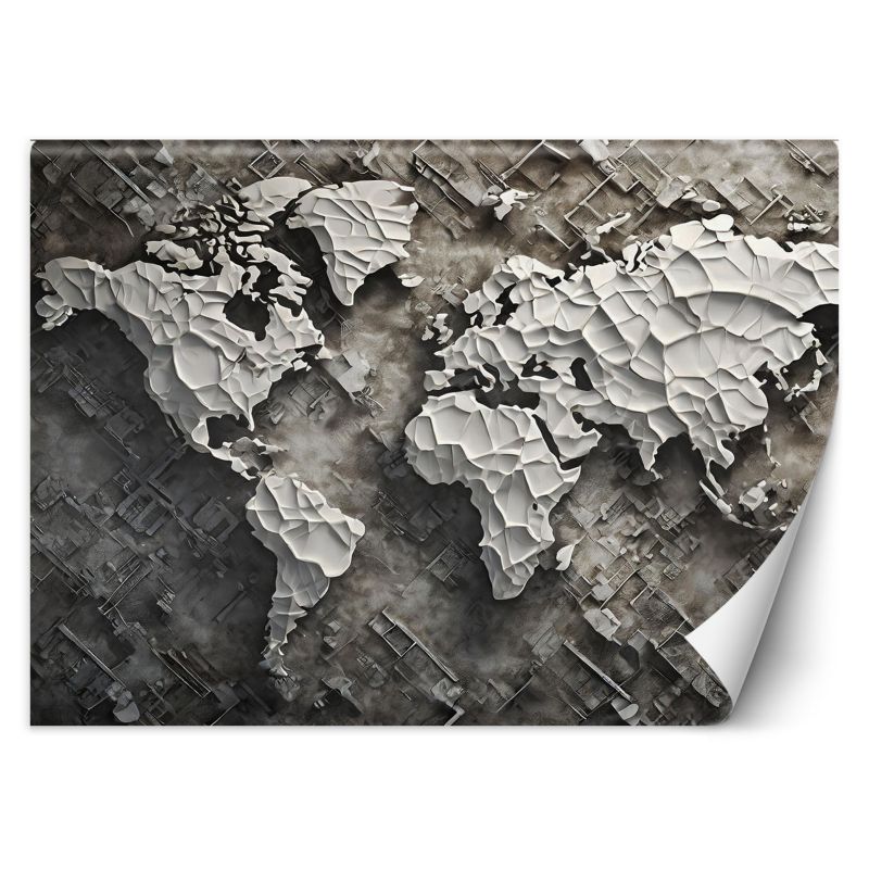 Fototapeta Feeby Szara mapa świata 3D 350x245 1 szt