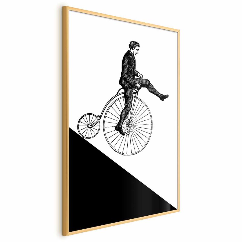 Plakat Artgeist Cyklista 60x90 cm z ramą złotą 1 szt