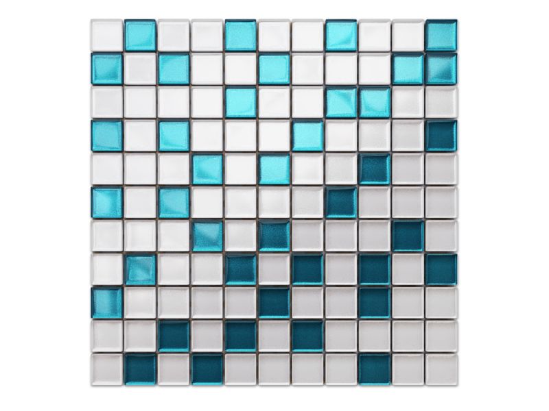 Mozaika szklana Ilcom azzuro white niebieska biała mix 30x30cm 1 szt.