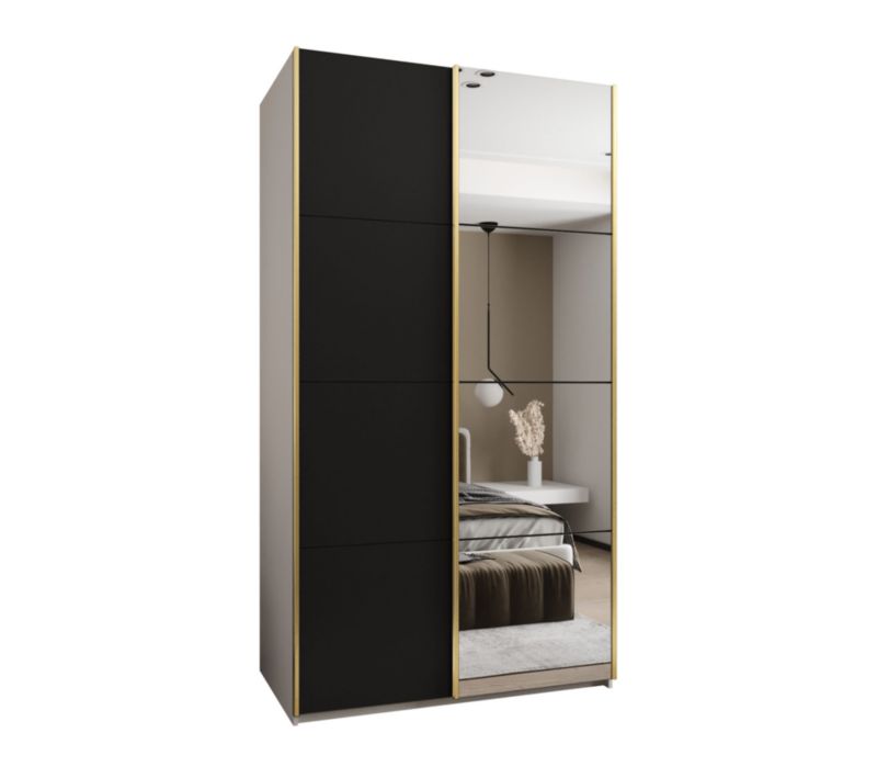 Szafa przesuwna Abiks LUX 3 wysoka szer.140cm biały/czarny/złoty 1szt.