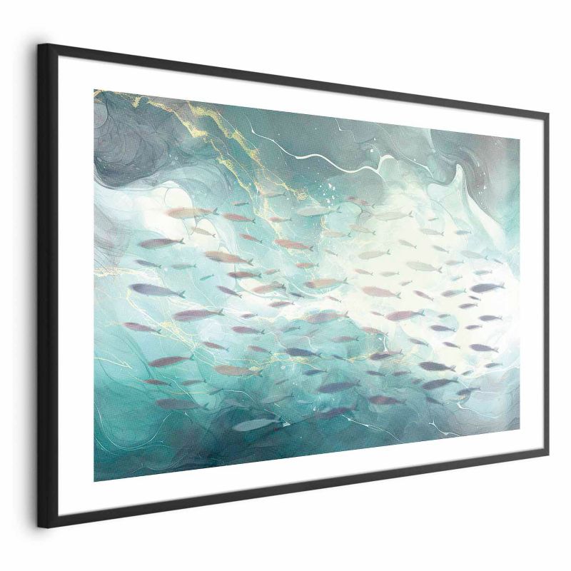 Plakat Artgeist Ławica ryb 90x60 cm z ramą czarną 1 szt