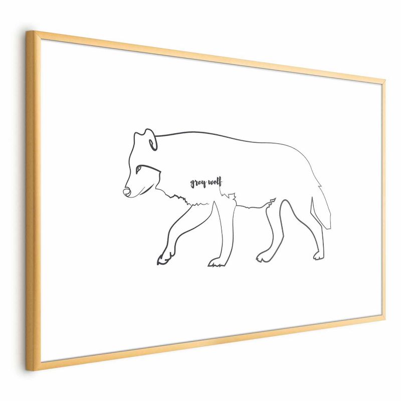 Plakat Artgeist Wilk 42x29,7 cm z ramą złotą 1 szt