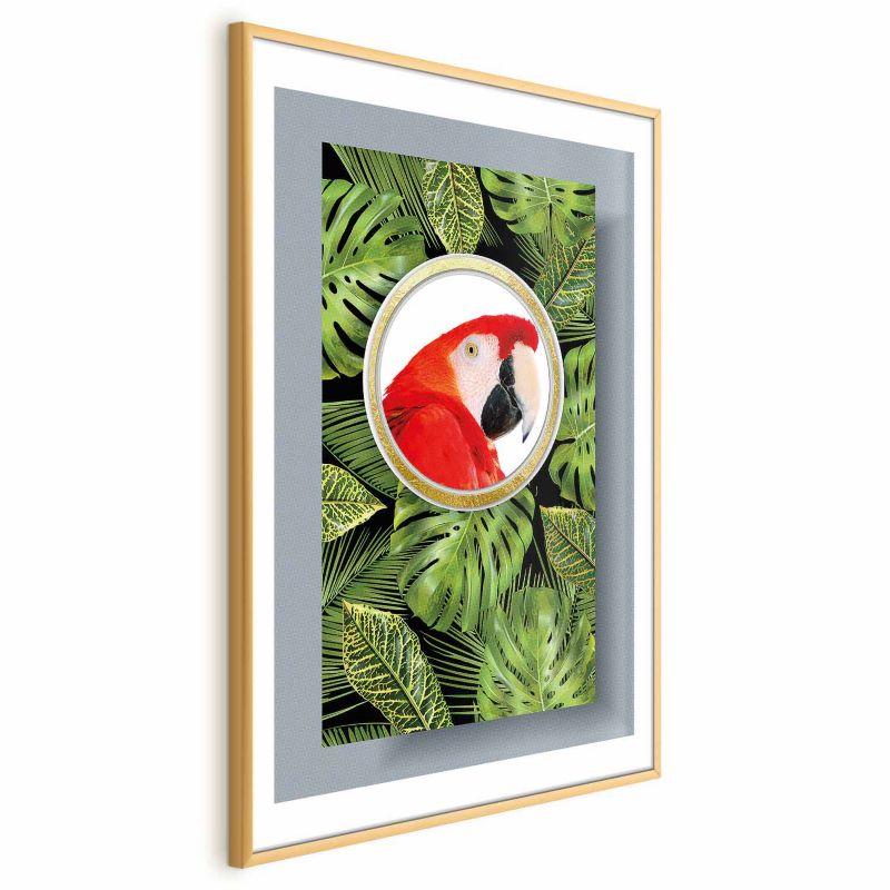Plakat Artgeist Papuga w dżungli 60x90 cm z ramą złotą 1 szt