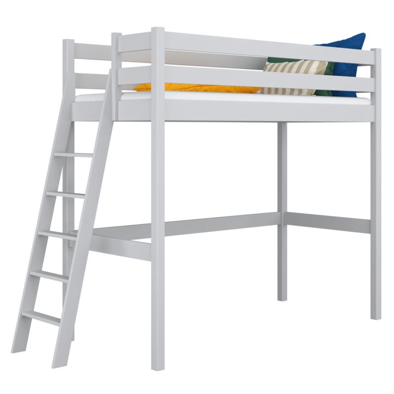 Drewniane łóżko na antresoli N-WOOD N02 90x200 popielaty 1 szt.