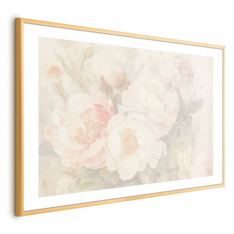 Plakat Artgeist Piwonie we mgle 60x40 cm z ramą złotą 1 szt