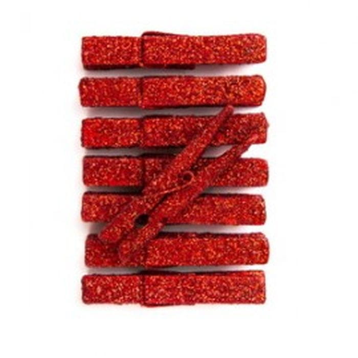 KLAMERKI BROKATOWE CZERWONE 4,8 CM, 8 SZT