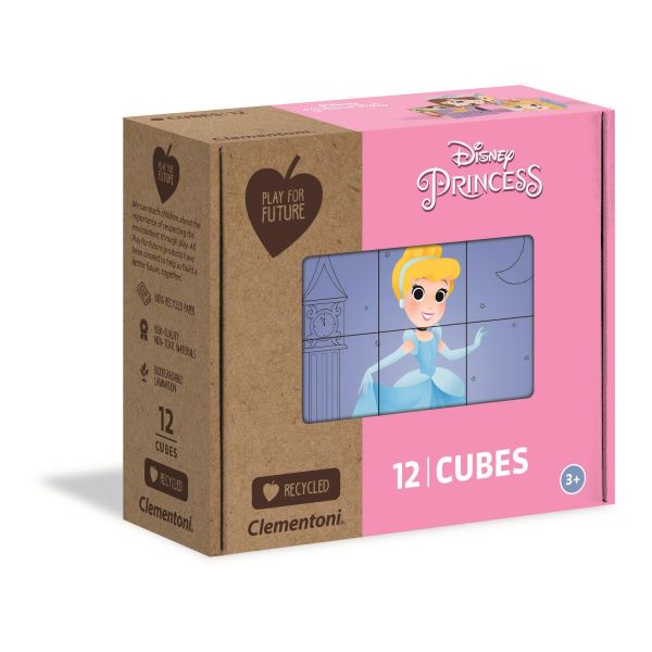 Clementoni Klocki Kostki 12 elementów- Księżniczki Disney -Play for future