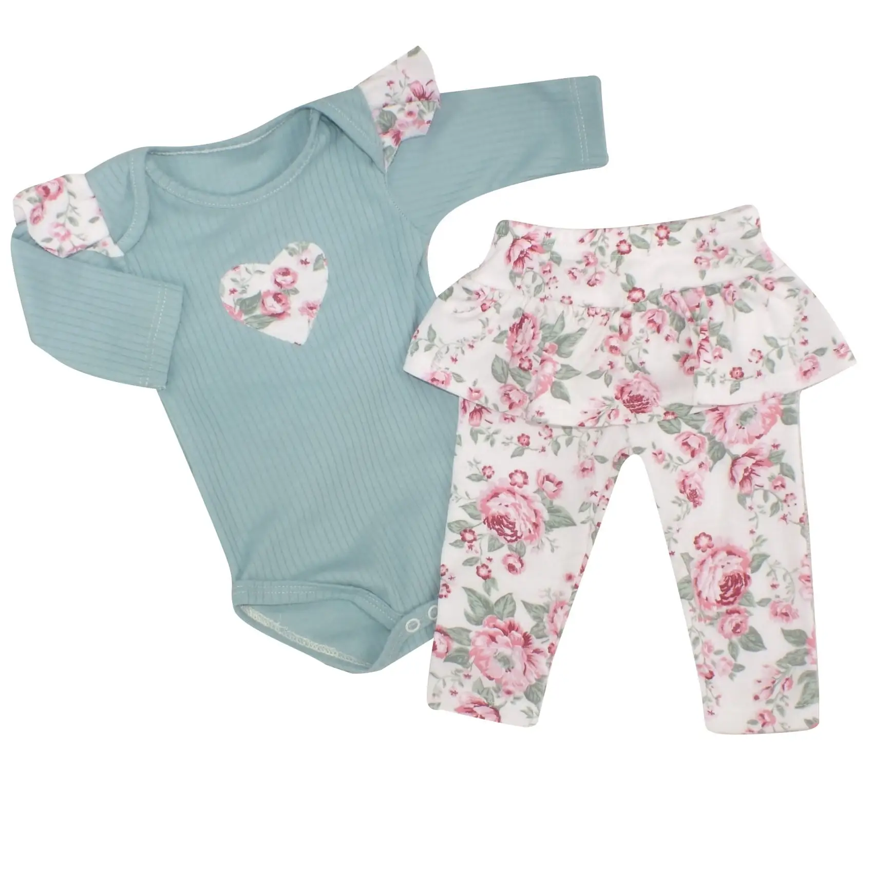 2CZ KOMPLET BODY + LEGGINSY ZE SPÓDNICZKĄ W KWIATY MIĘTA ZZ - 74