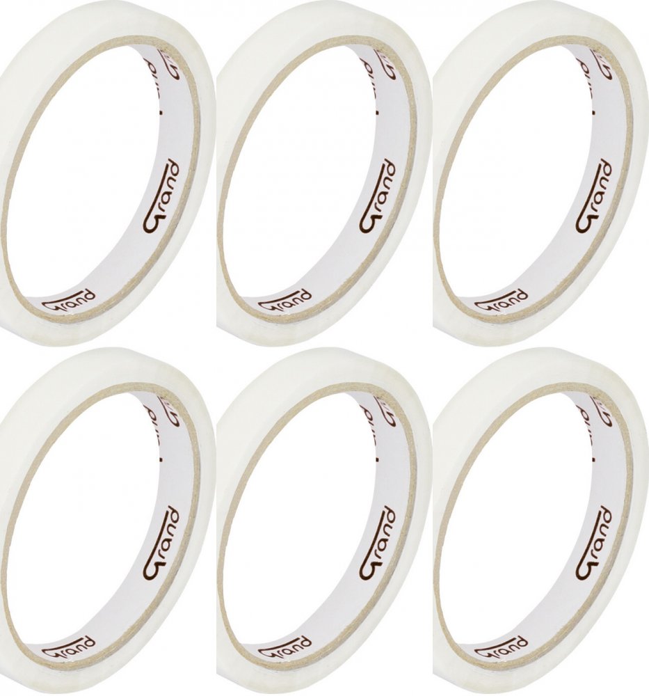 6x Taśma pakowa Grand, 12mmx50yd, biały