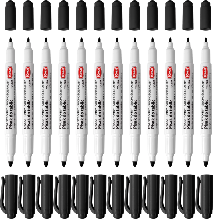 12x Marker suchościeralny Toma 270, dwustronny, okrągła, 0.8/1.5 mm, czarny