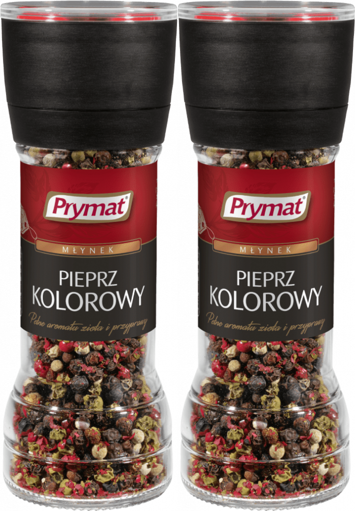 2x Pieprz kolorowy ziarnisty Prymat, w młynku, 40g