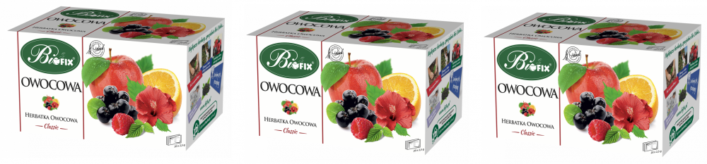 3x herbata owocowa w torebkach BiFix Classic, owocowa, 20 sztuk x 2.5g