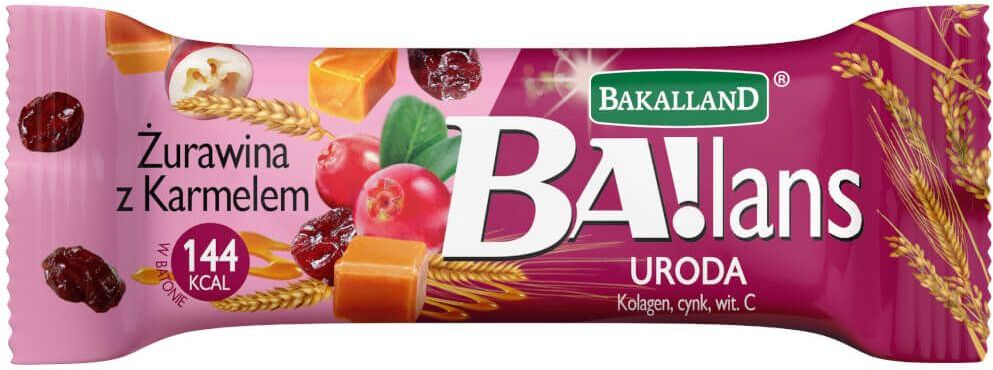 Baton Bakalland Ba!lans Uroda, żurawina z karmelem, 38g